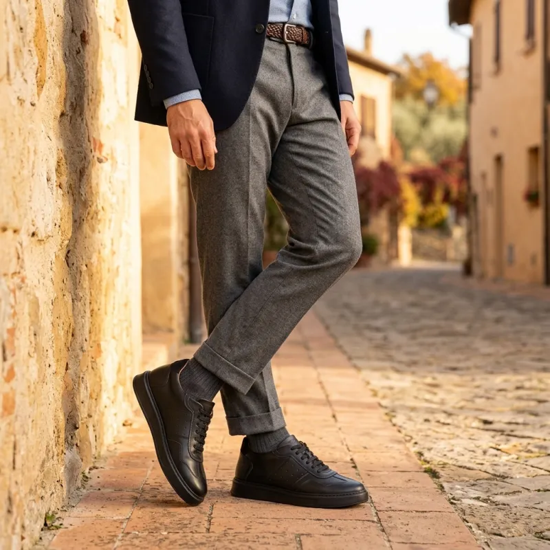 Sneakers with height-increasing soles Roma black +2.8''