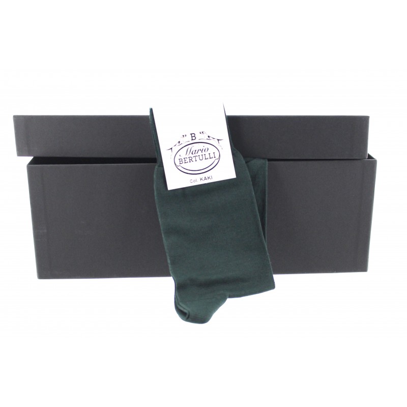 Kaki Scottish lisle thread socks - Scottish Lisle Cotton Socks from Mario Bertulli - specialist in height increasing shoes