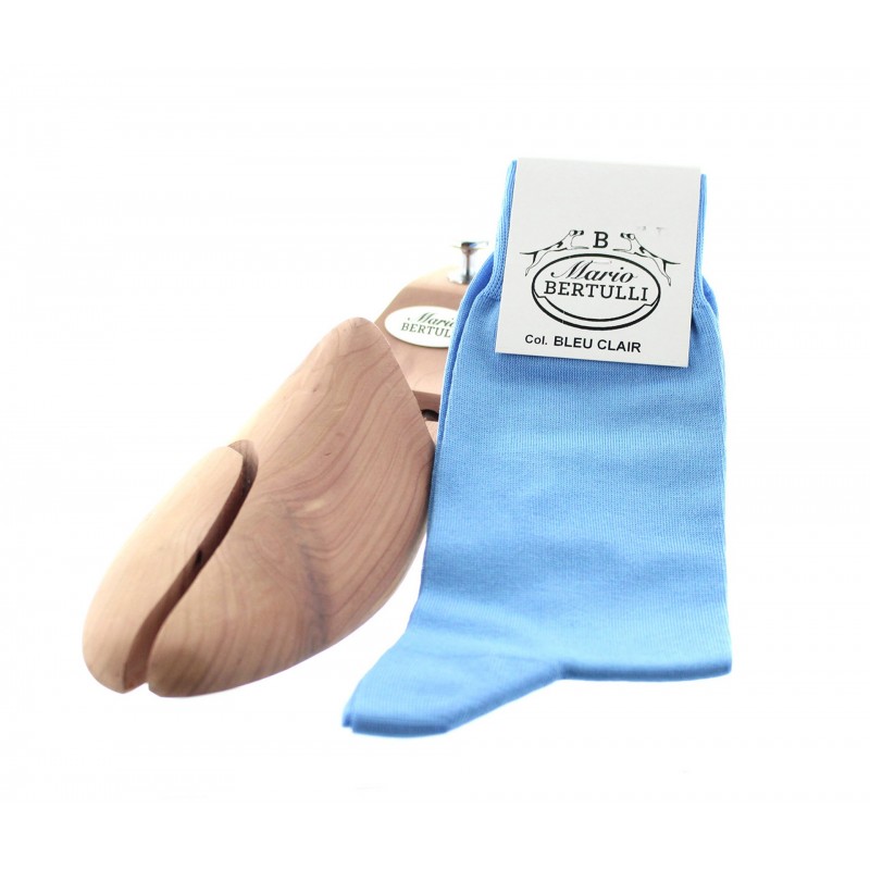 Light blue Scottish lisle thread socks - Scottish Lisle Cotton Socks from Mario Bertulli - specialist in height increasing shoes