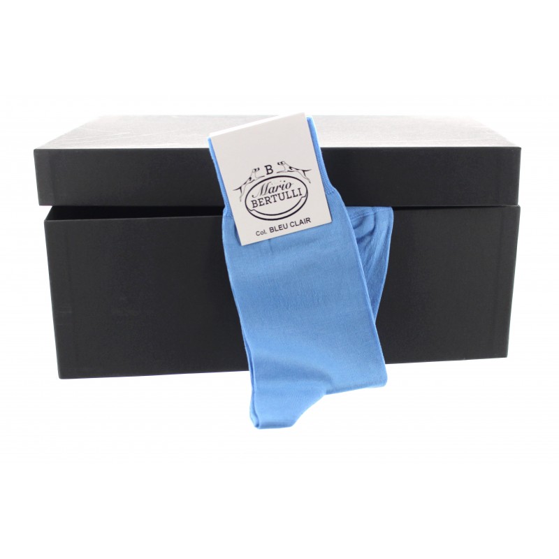 Light blue Scottish lisle thread socks - Scottish Lisle Cotton Socks from Mario Bertulli - specialist in height increasing shoes