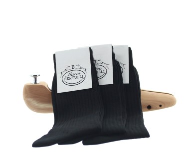 1 pack of 3 lisle cotton socks - black - Scottish Lisle Cotton Socks from Mario Bertulli - specialist in height increasing shoes