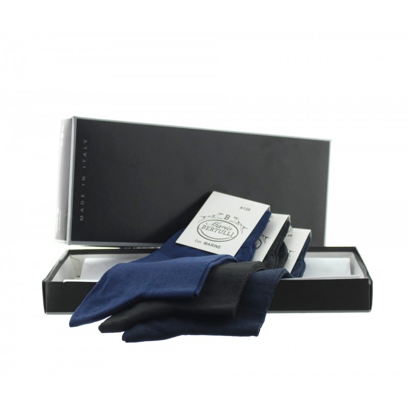 3 pairs socks box - blue/anthracite/dark blue - Luxury Packs of Socks from Mario Bertulli - specialist in height increasing shoe