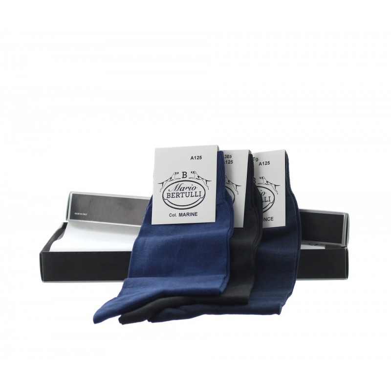3 pairs socks box - blue/anthracite/dark blue - Luxury Packs of Socks from Mario Bertulli - specialist in height increasing shoe