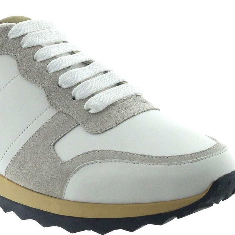 sneakers Homme semelle talonnette - Blanc - Nubuck / Cuir - +7 CM - Menaio - Mario Bertulli