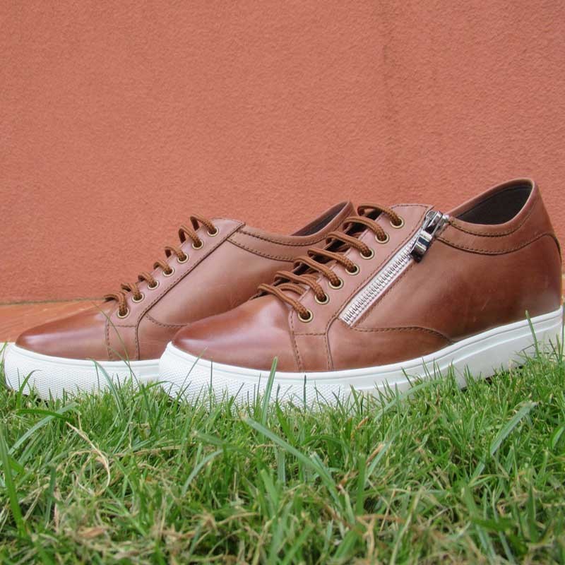 sneakers rehaussants Homme - Marron - Cuir - +6 CM - Détente - Mario Bertulli