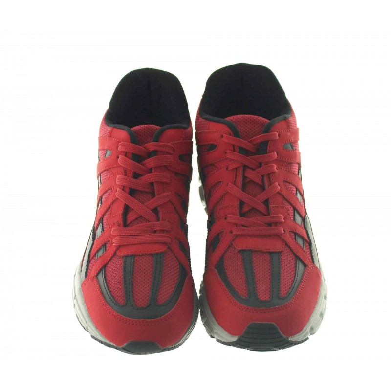 basket talon compensé Homme - Rouge - Cuir/mesh - +7 CM - Sport - Mario Bertulli