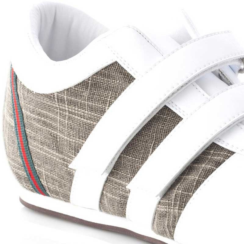 basket italienne rehaussante Femme  - Blanc - Cuir / Textile - +7 CM - Gina  - Mario Bertulli