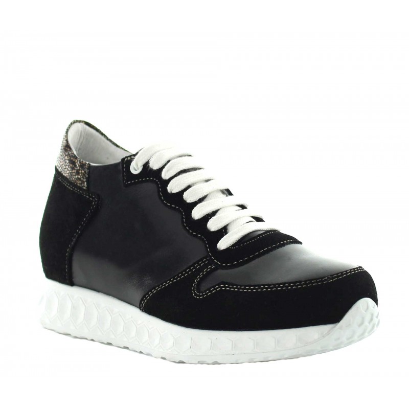 Sneakers rehaussantes Lara - Noir +7cm