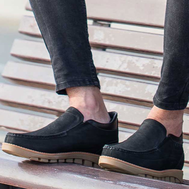 mocassin Homme rehaussant - Noir - Cuir de veau pleine fleur - +5,5 CM - Lavarone - Mario Bertulli