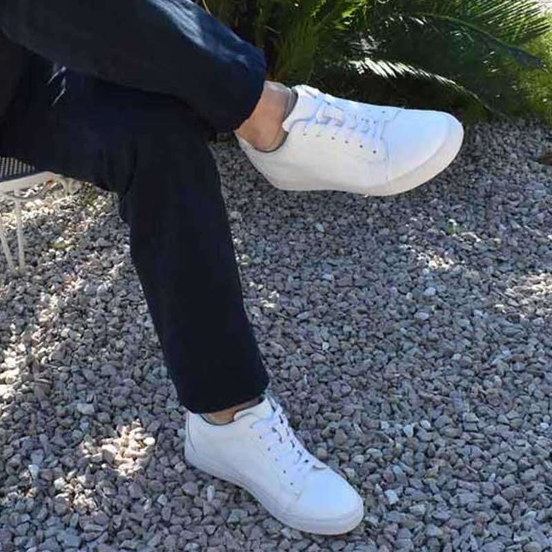 sneakers rehaussants Homme - Blanc - Cuir - +6,5 CM - Détente - Mario Bertulli