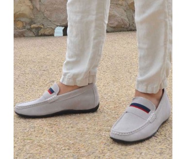 mocassin rehaussant Homme - Gris clair - Nubuck - +5 CM - Sardegna - Mario Bertulli