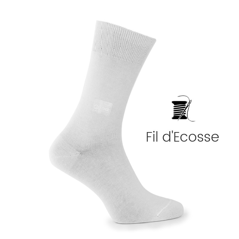 Chaussettes courtes fil d'Écosse unies croquet Blanc - Chaussettes