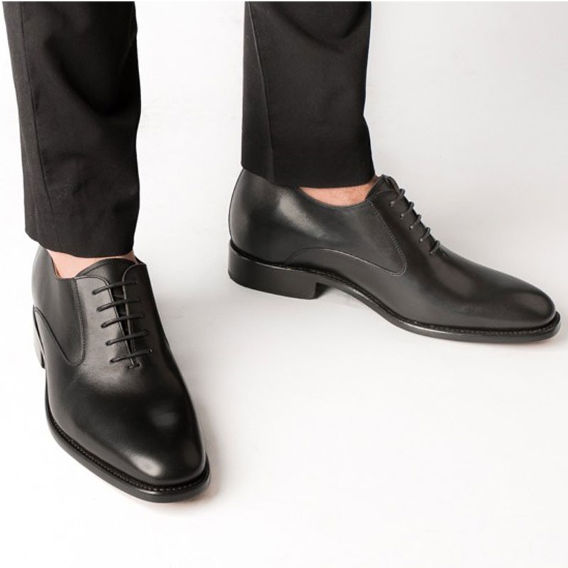 chaussures richelieu compensées Homme - Noir - Cuir de veau pleine fleur - +6 CM - Fabiano - Mario Bertulli