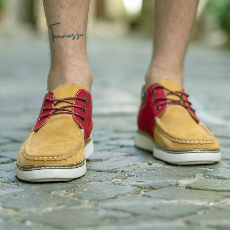 Chaussures rehaussantes Pistoia Cognac/rouge +5.5cm