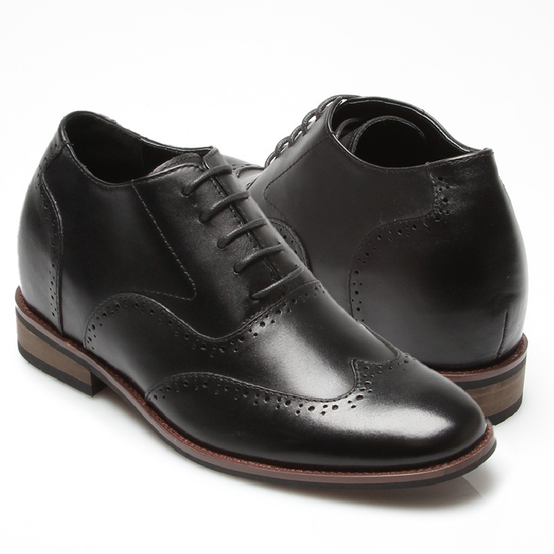 chaussures richelieu compensées Homme - Noir - Cuir - +7 CM - Lucera - Mario Bertulli