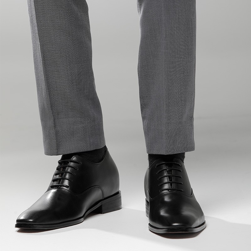 chaussures richelieu compensées Homme - Noir - Cuir - +7,5 CM - Melfi - Mario Bertulli