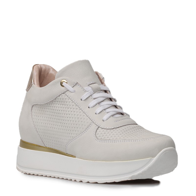 Sneaker talon compensé femme |gris clair +7cm | Mario Bertulli