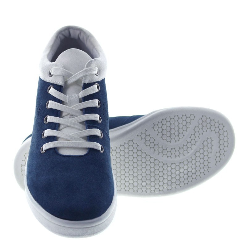 Sneaker talon compensé Homme | bleu marine/blanc +6 CM | Mario Bertulli