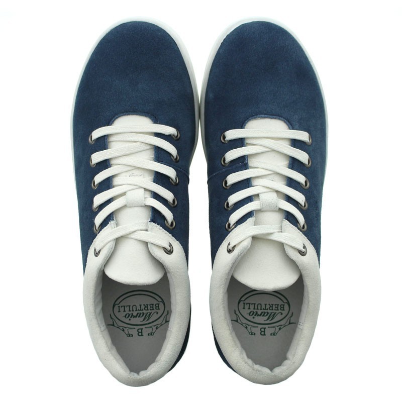Sneaker talon compensé Homme | bleu marine/blanc +6 CM | Mario Bertulli