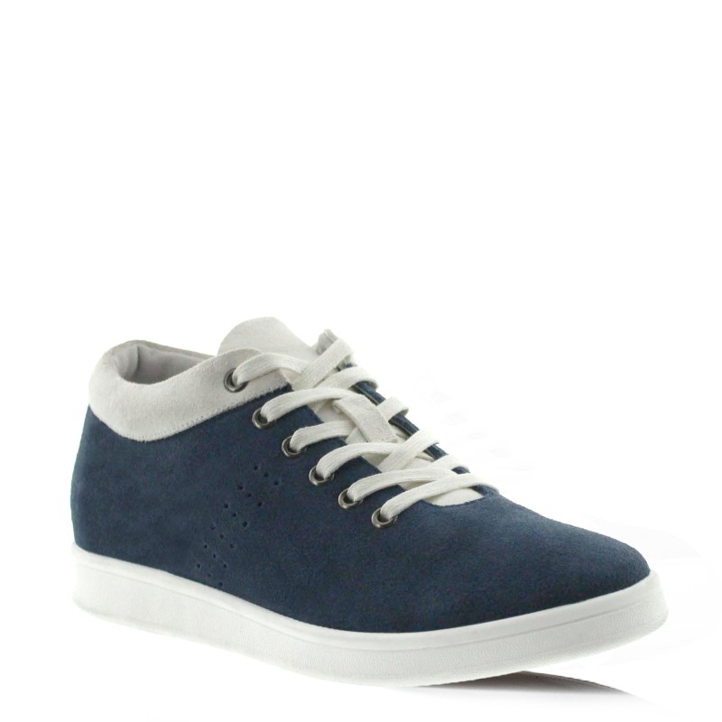 Sneaker talon compensé Homme | bleu marine/blanc +6 CM | Mario Bertulli