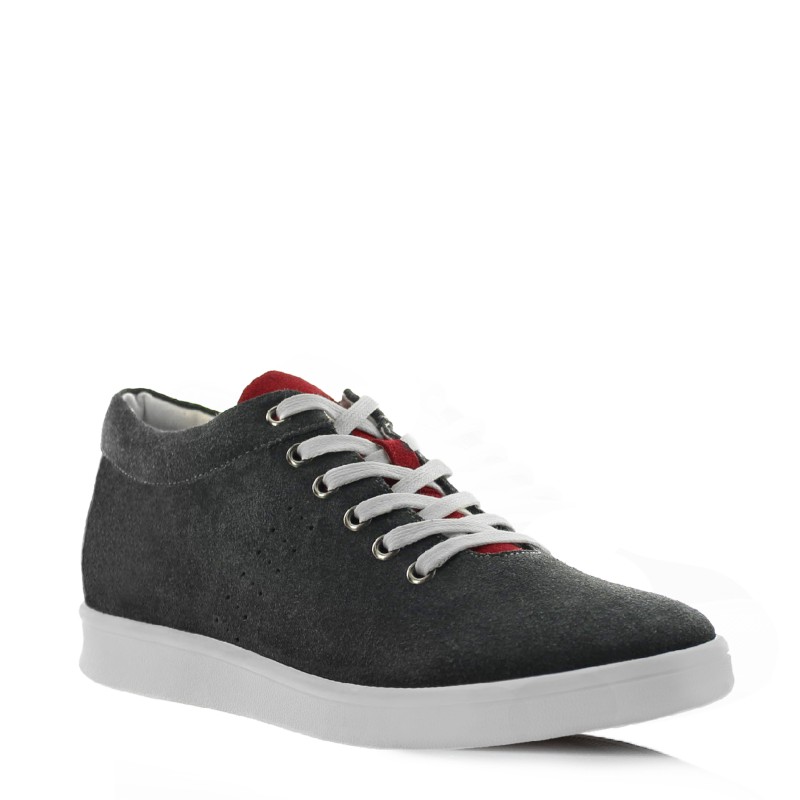 Sneaker talon compensé Homme | Gris foncé/rouge +6 CM | Mario Bertulli