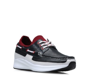 Mocassin rehaussant Homme | Bleu marine/rouge +6 CM | Mario Bertulli