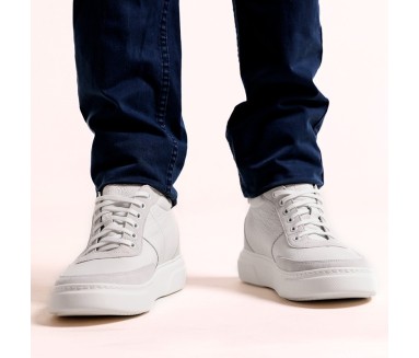 Sneaker talon compensé Homme | Blanc +7,5 cm | Mario Bertulli