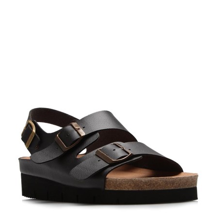 Sandale rehaussante Riccione noir +5 cm