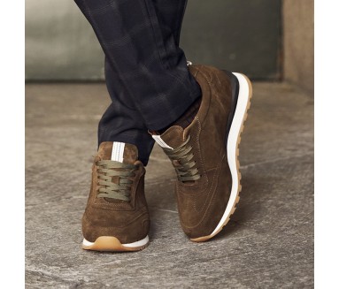 Basket Homme rehaussante  | Torino kaki +7,5cm | Mario Bertulli