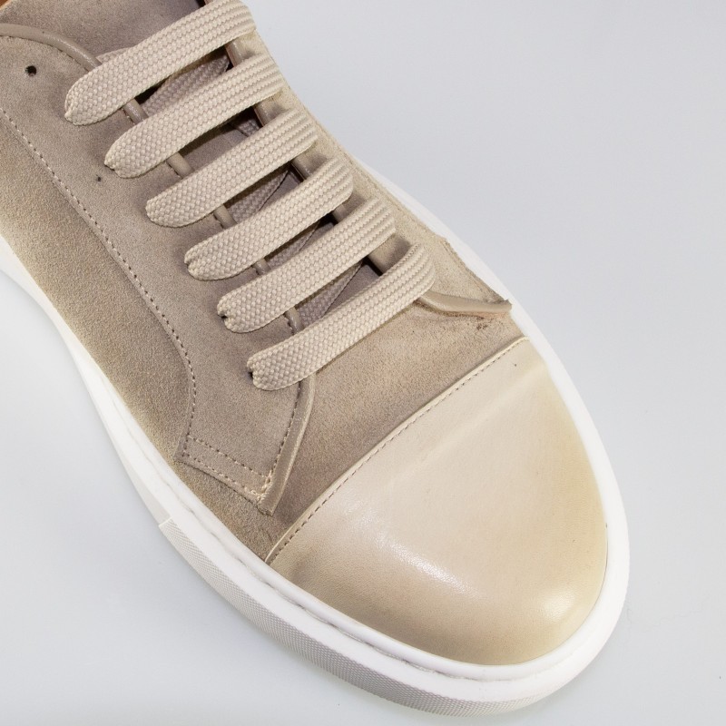 Sneakers rehaussantes Milano taupe +6 cm