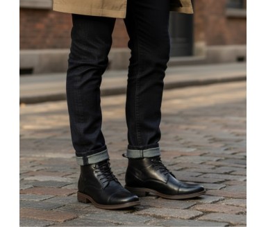Bottines fourrés compensées  Homme | Noir +7.5 CM | Mario Bertulli