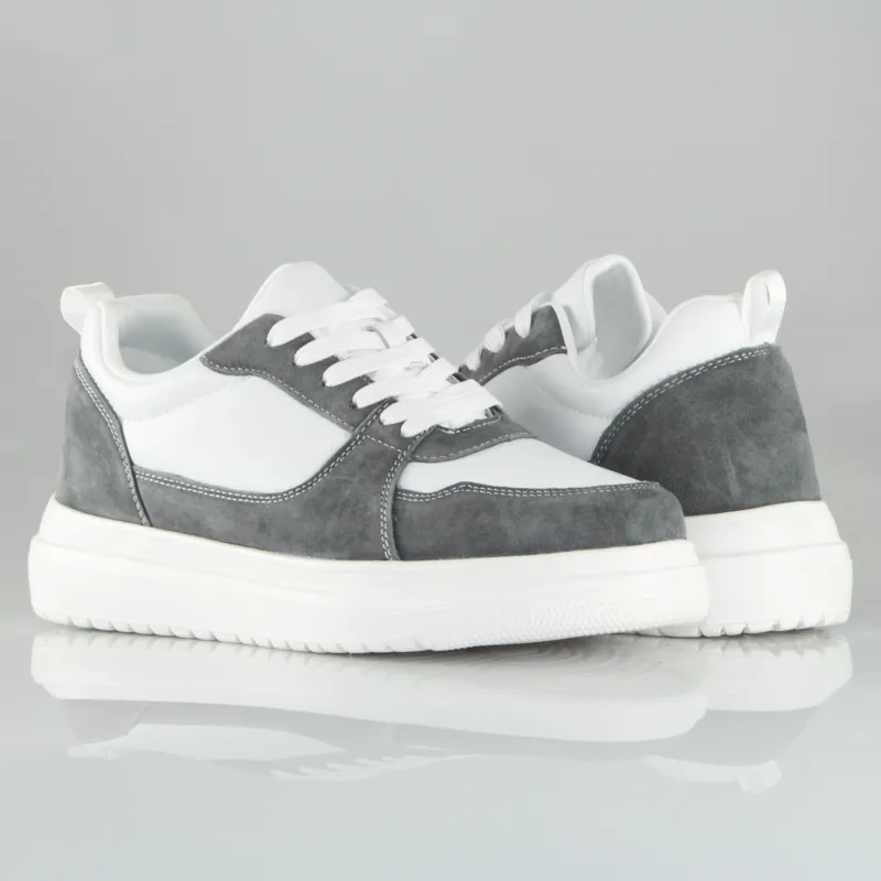 Assisi Sneakers Rehaussantes Blanc et Gris +6 cm