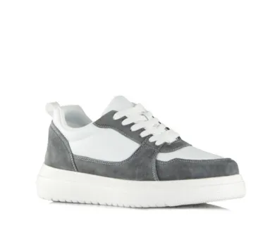 Assisi Sneakers Rehaussantes Blanc et Gris +6 cm