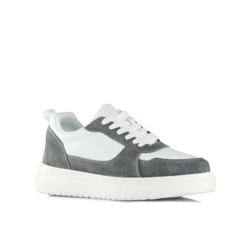 Assisi Sneakers Rehaussantes Blanc et Gris +6 cm