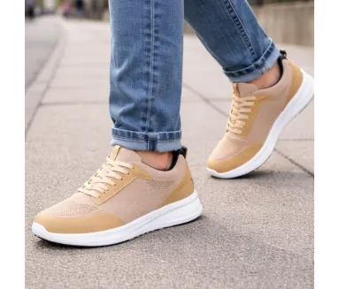 Napoli Sneakers Rehaussantes Sable foncé +6 cm