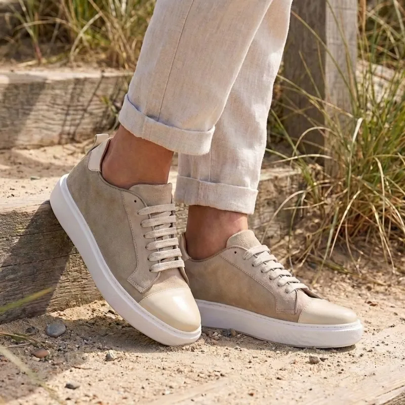 Sneakers rehaussantes Milano taupe +6 cm