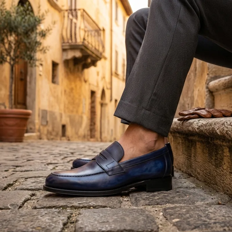 Mocassin Larvotto bleu riviera