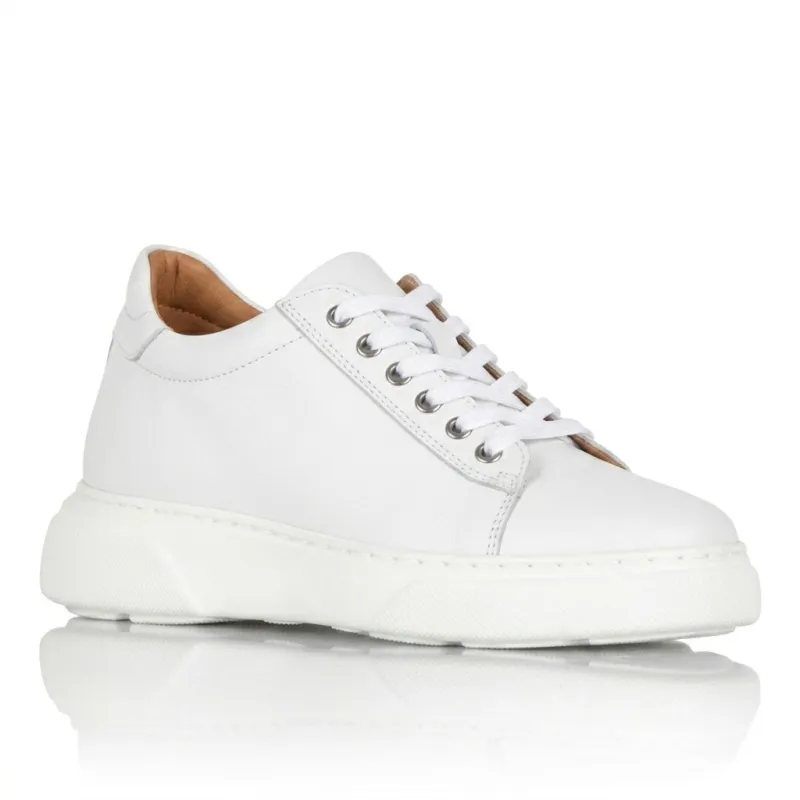 Sova Cuir Blanc chaussures rehaussantes femme +7,5cm