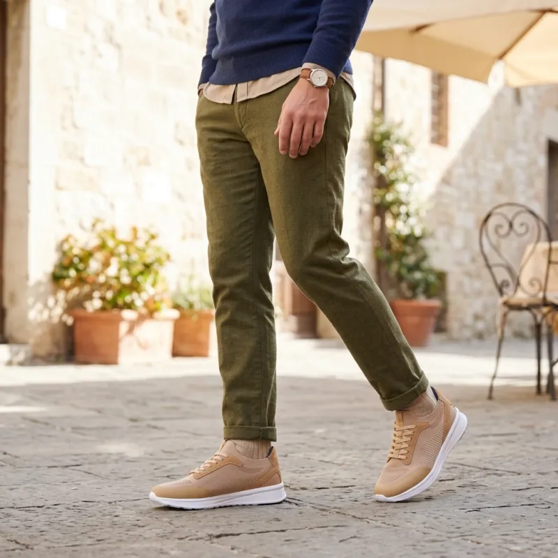 Napoli Sneakers Rehaussantes Sable foncé +6 cm