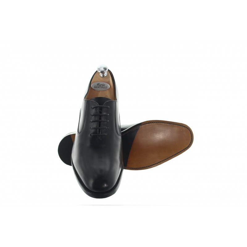 chaussure richelieu grandissante Homme - Noir - Cuir de veau pleine fleur - +6 CM - Luxe - Mario Bertulli