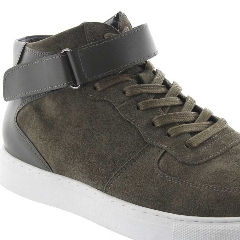 sneaker suola rialzante Uomo - Kaki - Nubuck / Pelle - +5 CM - Olivetta - Mario Bertulli