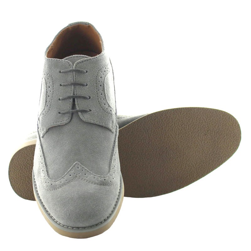 derbies suole rialzanti Uomo - Grigio - Nubuck - +7 CM - Relax - Mario Bertulli