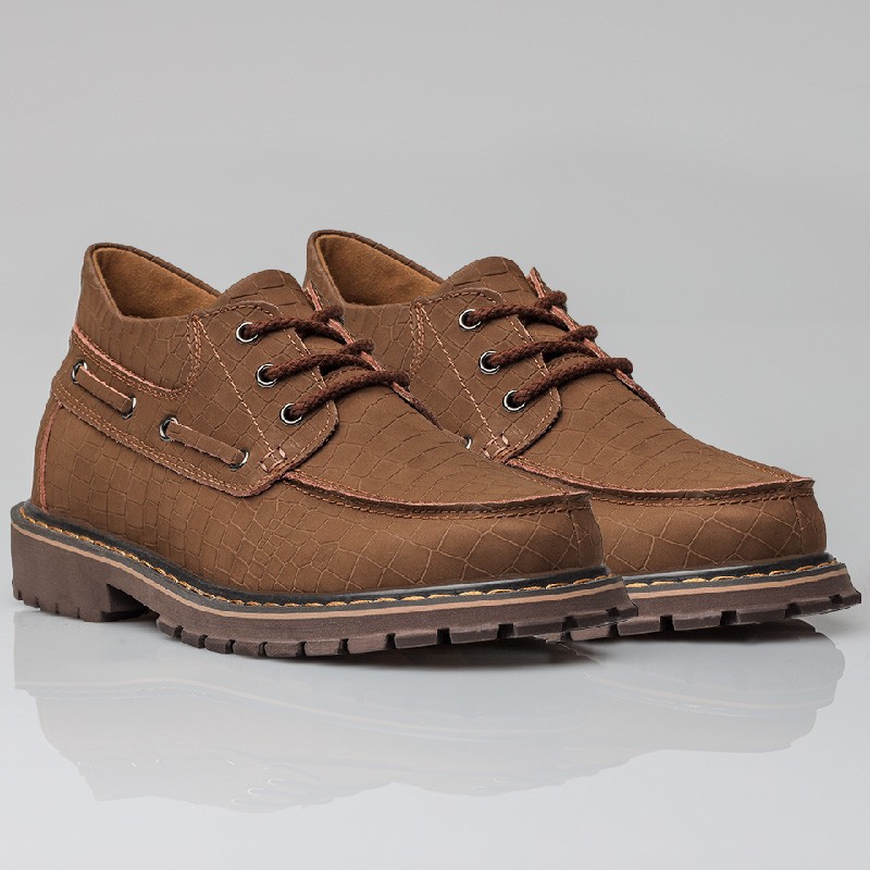 Scarpa da barca rialzante uomo | marrone +6.5cm | Mario Bertulli