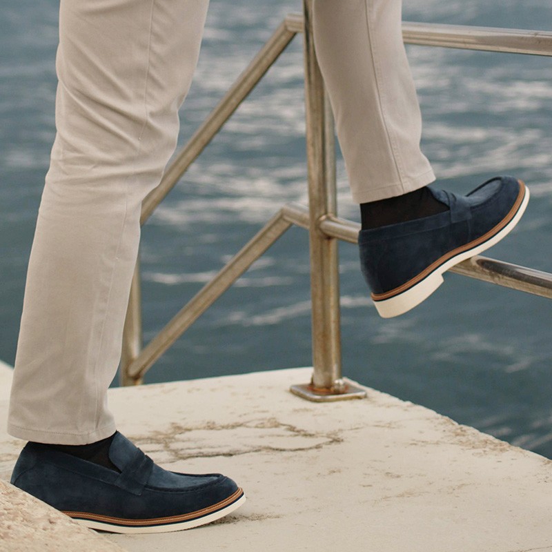 Mocassino stresa blu +7cm