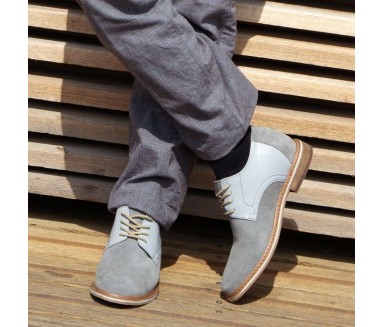 scarpe richelieu zeppa Uomo - Grigio chiaro - Nubuck / Pelle - +6 CM - Trabia - Mario Bertulli