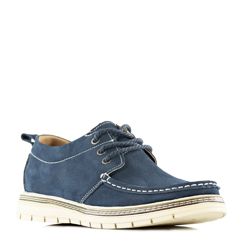 Mocassino uomo rialzante Prato Blu scuro +6cm