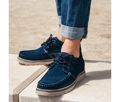 Mocassino uomo rialzante Prato Blu scuro +6cm