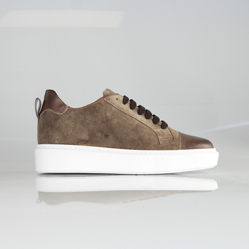 Sneakers Rialzanti Milano marrone +6cm