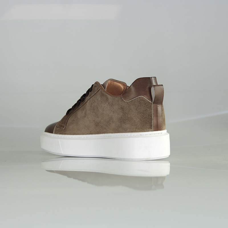 Sneakers Rialzanti Milano marrone +6cm