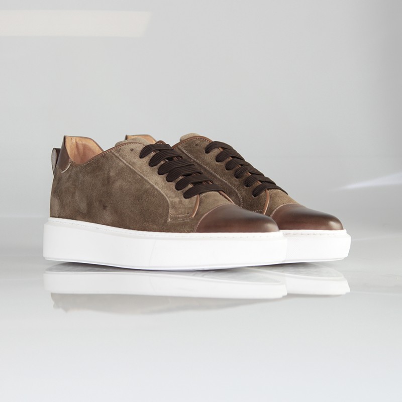 Sneakers Rialzanti Milano marrone +6cm
